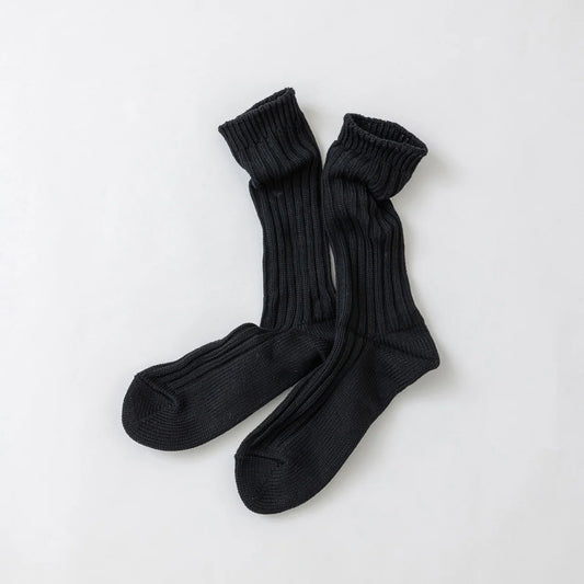 Ribbed cotton crew sock black