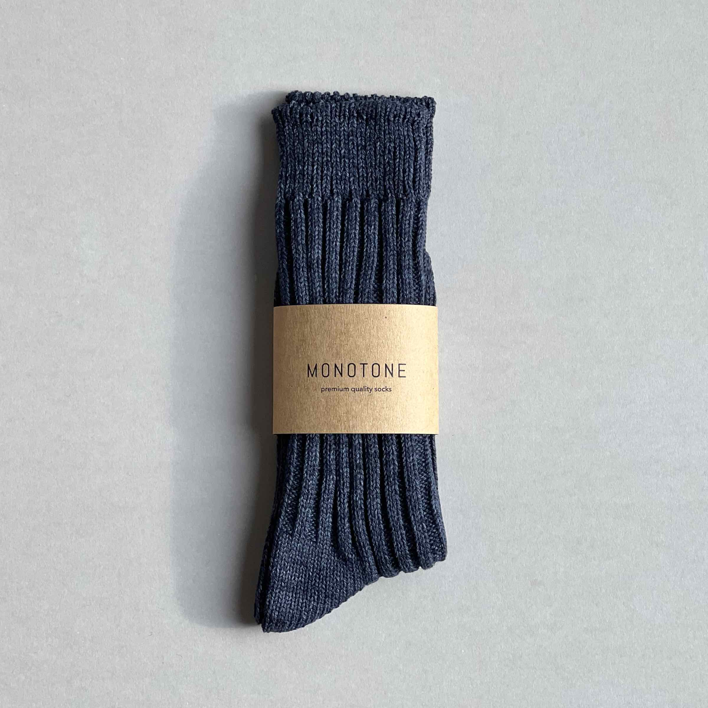 Cotton crew socks indigo blue