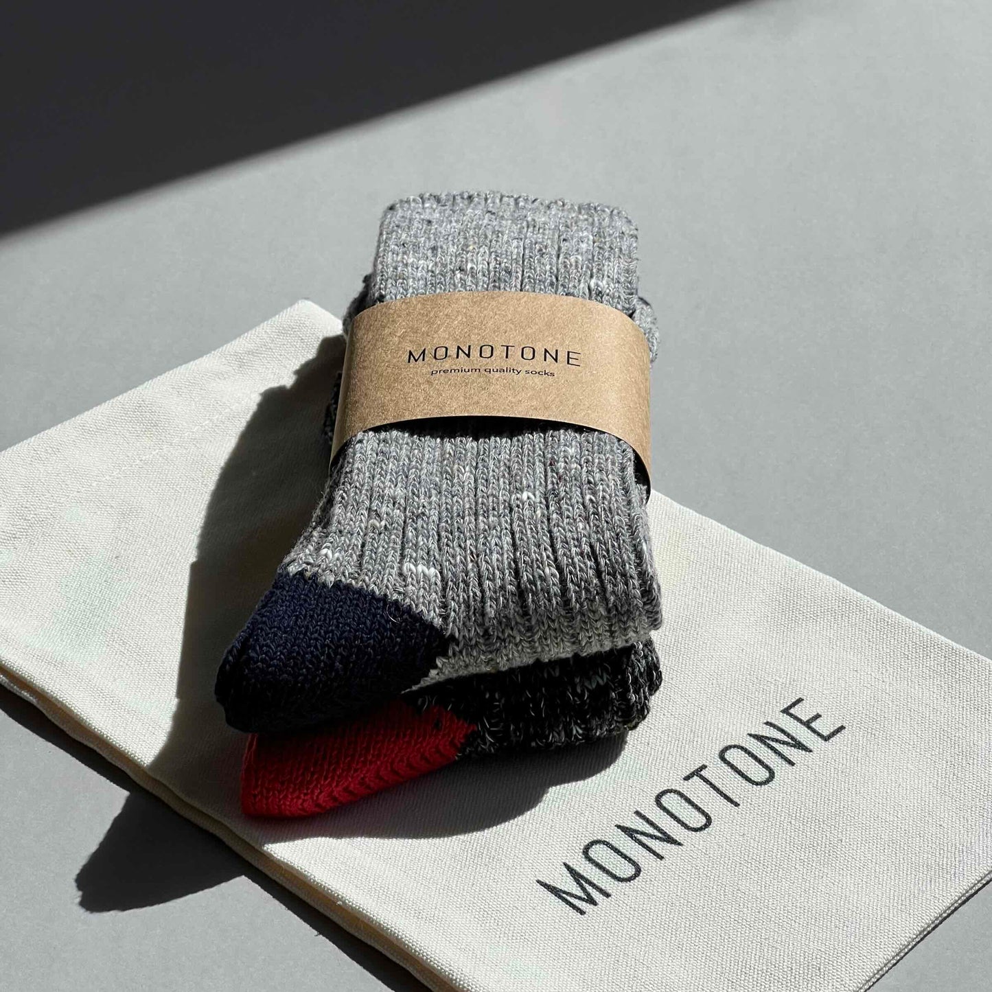 Grey and black cotton crew socks