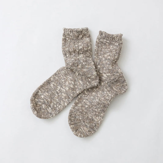 Slub knit cotton crew socks grey