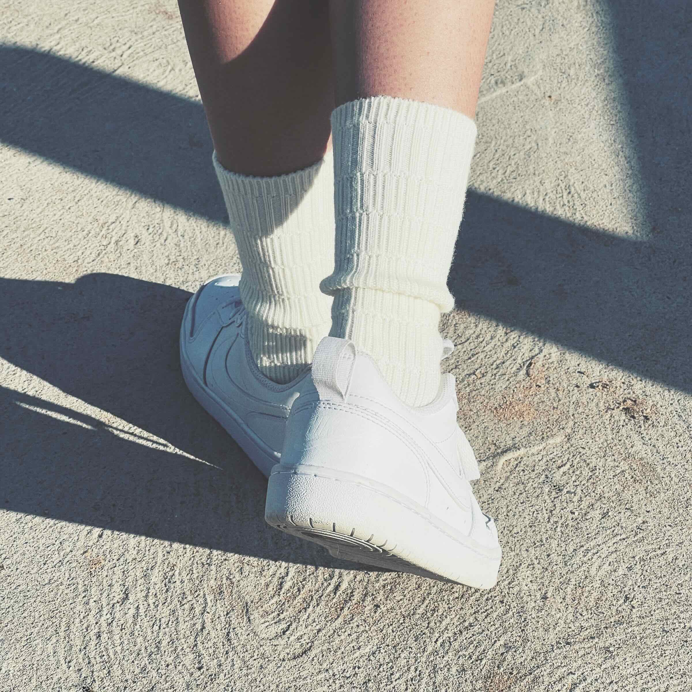 White wool socks